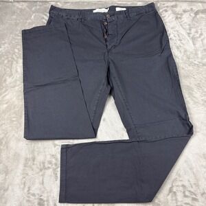 HM LOGG Mens Slim Fit Chino Pants Dark Navy Blue Button Fly Size 38 x 32